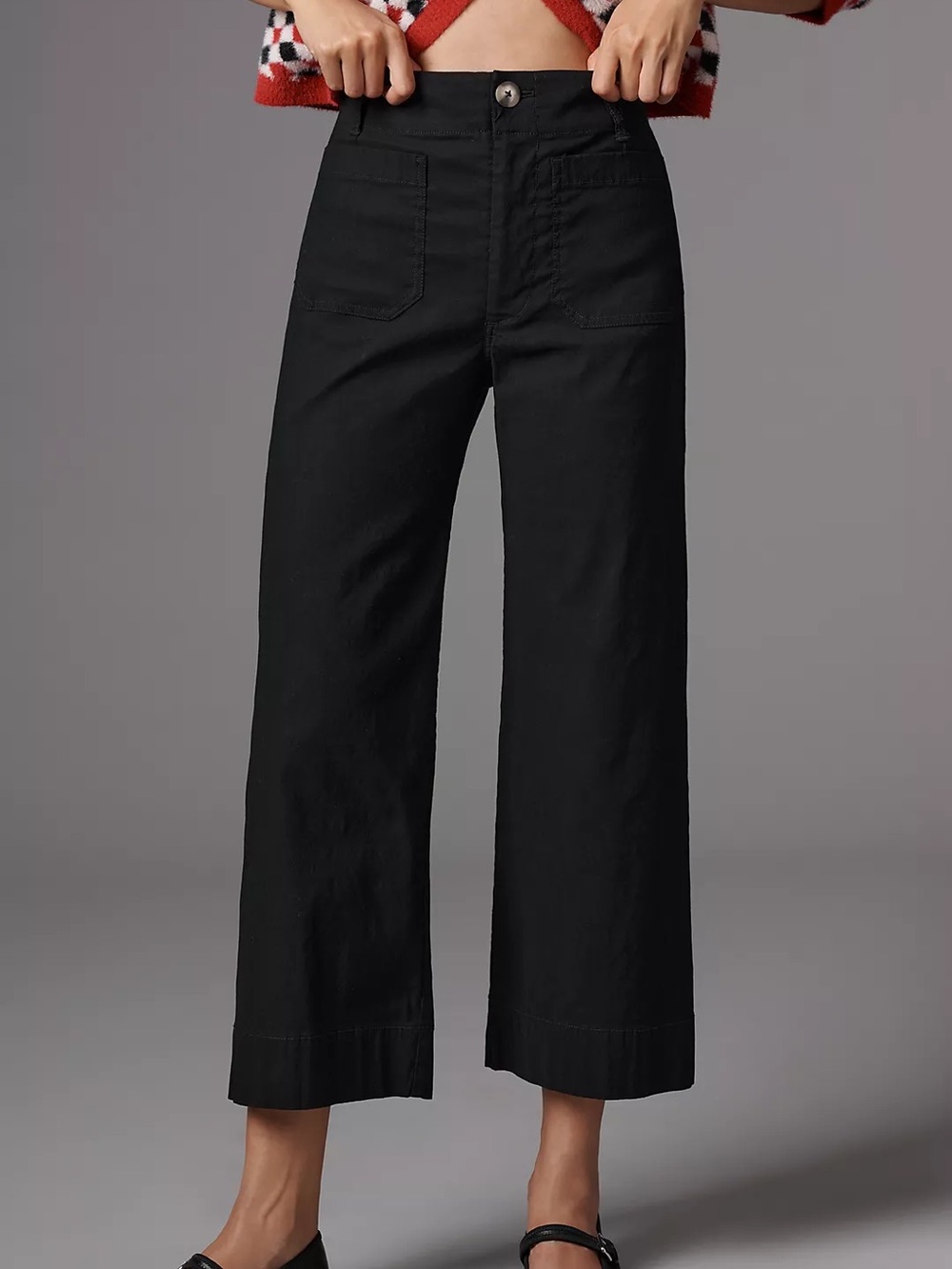 Maeve by Anthropologie The Colette Crop Wide-Leg Black Pants size 30 ❣️